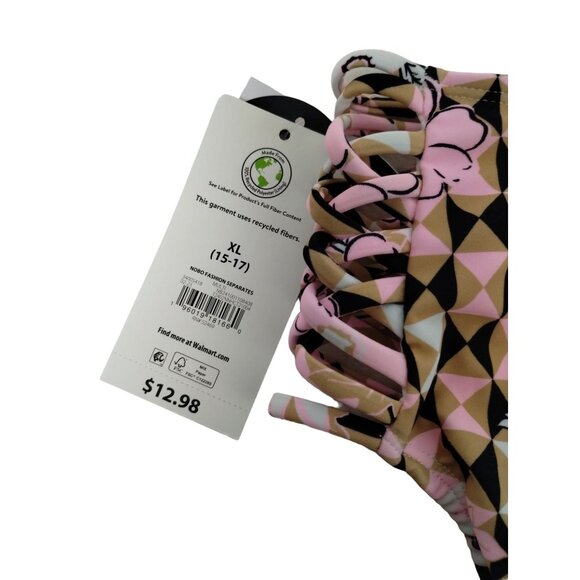 No Boundaries Junior Girls XL Daisy Floral High Waist Lattice Side Bikini Bottom - Picture 7 of 7